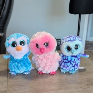 Set Of 3 Beenie Boo Owls- Ice Cube, Twiggy, And Oscar
